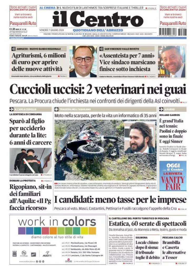 Prima-pagina-il centro-oggi-edizione-del-2024-06-07